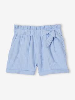 Meisjesshort in "paperbag"-stijl, van katoengaas - vertbaudet enfant Meisje-Short-Meisjesshort in "paperbag"-stijl, van katoengaas