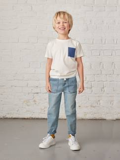 Rechte losse jeans met patch effect voor jongens - vertbaudet enfant Jongens-Rechte losse jeans met patch effect voor jongens
