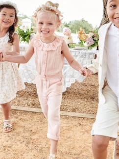 Lange babytuinbroek van katoenen gaas met kraag van Engels borduurwerk - vertbaudet enfant -Lange babytuinbroek van katoenen gaas met kraag van Engels borduurwerk