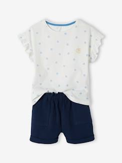 Set voor meisjes T-shirt en short van katoengaas - vertbaudet enfant Meisje-Short-Set voor meisjes T-shirt en short van katoengaas