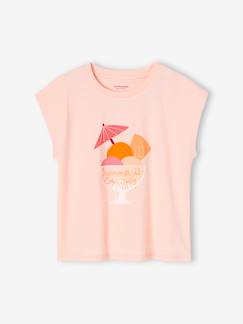 Meisjesshirt met zomers motief en schoudermouwen - vertbaudet enfant Meisje-Meisjesshirt met zomers motief en schoudermouwen