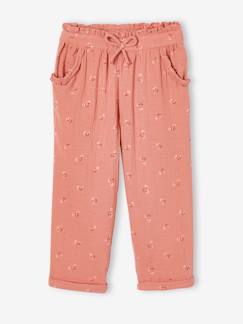 Driekwartsbroek voor meisjes met bloemenprint in katoengaas - vertbaudet enfant Meisje-Driekwartsbroek voor meisjes met bloemenprint in katoengaas
