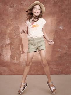 Meisjesshort met geborduurde glanzende bloemen - vertbaudet enfant Meisje-Short-Meisjesshort met geborduurde glanzende bloemen