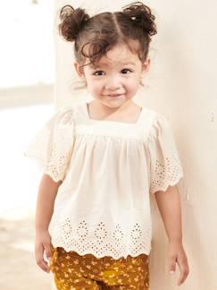 Babyblouse met korte mouwen van Engels borduurwerk - vertbaudet enfant Baby-Overhemd, blouse-Babyblouse met korte mouwen van Engels borduurwerk