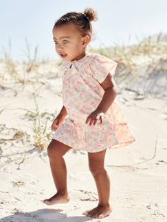 Bloemetjesjurk voor baby's met korte mouwen - vertbaudet enfant Baby-Rok, jurk-Bloemetjesjurk voor baby's met korte mouwen