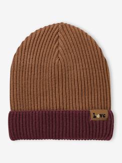 Tweekleurige gebreide muts voor meisjes - vertbaudet enfant Meisje-Accessoires-Meisjesmuts, sjaal, handschoenen-Tweekleurige gebreide muts voor meisjes