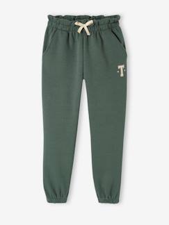 Molton joggingbroek voor meisjes met paperbag ceintuur - vertbaudet enfant -Molton joggingbroek voor meisjes met paperbag ceintuur