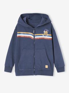 Jongenssweater met capuchon, rits en strepen - vertbaudet enfant Jongens-Trui, vest, sweater-Sweater-Jongenssweater met capuchon, rits en strepen