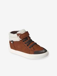Hoge sneakers van leer, kleutercollectie - vertbaudet enfant Schoenen-Jongen schoenen 23-38-Sneakers, gympen-Hoge sneakers van leer, kleutercollectie