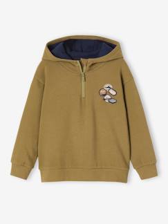 Jongenssweater met capuchon en badges - vertbaudet enfant Jongens-Trui, vest, sweater-Sweater-Jongenssweater met capuchon en badges