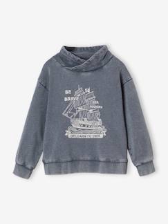 Jongenstrui met snood, piratenschipmotief en vervaagd effect - vertbaudet enfant Jongens-Trui, vest, sweater-Sweater-Jongenstrui met snood, piratenschipmotief en vervaagd effect