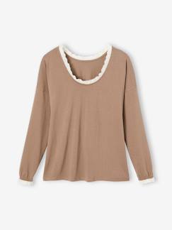 Omkeerbaar zwangerschapsshirt kanten afwerking - vertbaudet enfant Zwangerschapskleding-T-shirt-Omkeerbaar zwangerschapsshirt kanten afwerking