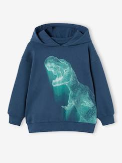 Sweater met capuchon en neon dinomotief - vertbaudet enfant Jongens-Trui, vest, sweater-Sweater-Sweater met capuchon en neon dinomotief