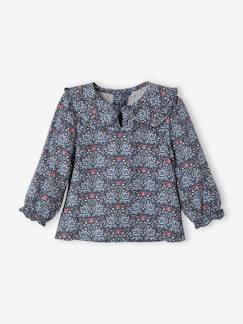 Bloemenblouse met claudinekraag baby's - vertbaudet enfant Baby-Overhemd, blouse-Bloemenblouse met claudinekraag baby's