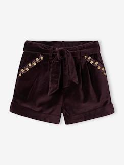 Meisjesshort van glad fluweel - vertbaudet enfant Meisje-Short-Meisjesshort van glad fluweel