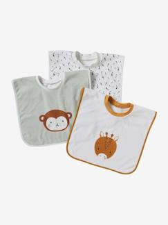 Set van 3 slabbetjes met dieren om aan te trekken - vertbaudet enfant Verzorging-Baby eet en drinkt-Slabbetje-Set van 3 slabbetjes met dieren om aan te trekken