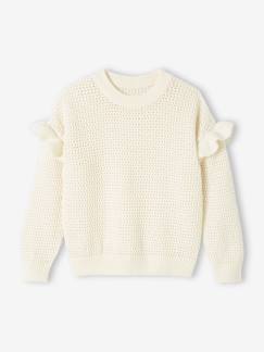 Meisjestrui met fantasiesteek en ruches - vertbaudet enfant Meisje-Trui, vest, sweater-Trui-Meisjestrui met fantasiesteek en ruches