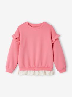 Meisjessweater met ruches van twee materialen - vertbaudet enfant -Meisjessweater met ruches van twee materialen