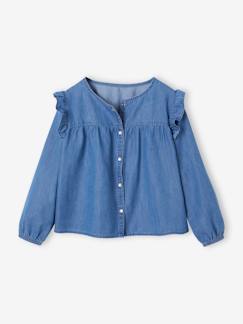 Denim overhemd met ruches voor meisjes - vertbaudet enfant Meisje-Denim overhemd met ruches voor meisjes