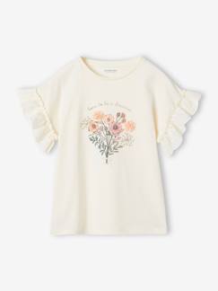 Meisjesshirt met boeket in reliëf en geborduurde mouwen - vertbaudet enfant -Meisjesshirt met boeket in reliëf en geborduurde mouwen