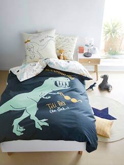 Set van dubbelzijdig dekbedovertrek + kussensloop voor kinderbed DINORAMA - vertbaudet enfant Linnengoed en decoratie-Set van dubbelzijdig dekbedovertrek + kussensloop voor kinderbed DINORAMA