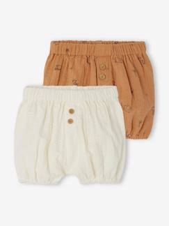 Set van 2 bloomers voor geboorte van katoengaas - vertbaudet enfant Baby-Short-Set van 2 bloomers voor geboorte van katoengaas