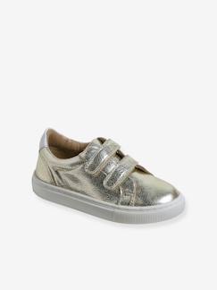 Goudkleurige leren kindersneakers - vertbaudet enfant Schoenen-Meisje shoenen 23-38-Sneakers, gympen-Goudkleurige leren kindersneakers