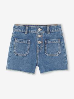 Korte meisjesjeans met rafels onderaan - vertbaudet enfant Meisje-Korte meisjesjeans met rafels onderaan