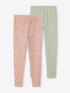 Set van 2 Basics meisjesleggings - vertbaudet enfant Meisje-Legging-Set van 2 Basics meisjesleggings