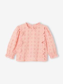 Meisjesblouse met ruches van Engels borduurwerk - vertbaudet enfant Baby-Overhemd, blouse-Meisjesblouse met ruches van Engels borduurwerk
