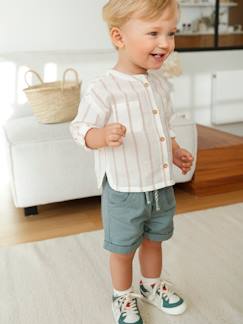 Gestreept overhemd met maokraag van katoengaas - vertbaudet enfant Baby-Overhemd, blouse-Gestreept overhemd met maokraag van katoengaas