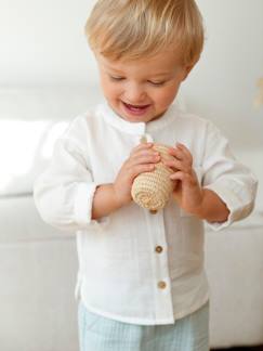 Personaliseerbare overhemd met maokraag voor jongens van katoengaas - vertbaudet enfant Baby-Overhemd, blouse-Personaliseerbare overhemd met maokraag voor jongens van katoengaas