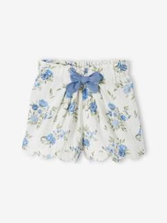 Katoenen meisjesshort van gaas met schubbenprint - vertbaudet enfant Meisje-Short-Katoenen meisjesshort van gaas met schubbenprint