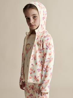 Sport sweatshirt met rits en bloemenprint in technisch materiaal - vertbaudet enfant -Sport sweatshirt met rits en bloemenprint in technisch materiaal