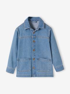 Uniseks denim en personaliseerbaar overhemd voor kinderen - vertbaudet enfant Meisje-Uniseks denim en personaliseerbaar overhemd voor kinderen