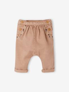 Geborduurde sarouel van denim voor baby - vertbaudet enfant Baby-Broek, jean-Geborduurde sarouel van denim voor baby