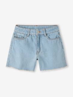 Meisjesbermuda van denim met gehaakte zak op de achterkant - vertbaudet enfant Meisje-Short-Meisjesbermuda van denim met gehaakte zak op de achterkant