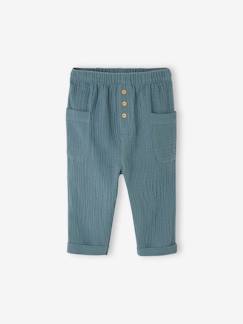 Babybroekje van katoengaas - vertbaudet enfant Baby-Broek, jean-Babybroekje van katoengaas