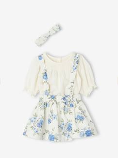 Set voor baby's met blouse met plumetis, rok en bedrukte haarband - vertbaudet enfant Baby-Babyset-Set voor baby's met blouse met plumetis, rok en bedrukte haarband