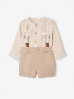 Feestelijk babysetje: blouse + short + bretels - vertbaudet enfant Baby-Feestelijk babysetje: blouse + short + bretels