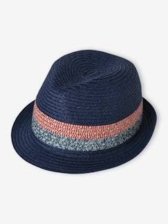 Panamahoed in stro-look voor jongens - vertbaudet enfant Jongens-Accessoires-Muts, sjaal, handschoenen-Panamahoed in stro-look voor jongens
