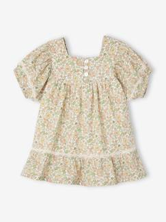 Gebloemde babyjurk met kanten details - vertbaudet enfant Baby-Rok, jurk-Gebloemde babyjurk met kanten details