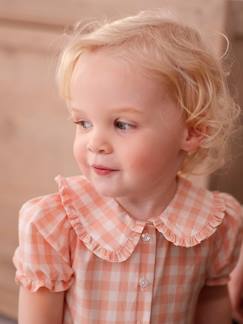 Babyblouse met gingham print en korte mouwen - vertbaudet enfant Baby-Overhemd, blouse-Babyblouse met gingham print en korte mouwen