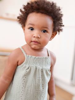 Hemdje met smalle schouderbandjes voor baby's in siersteek - vertbaudet enfant Baby-T-shirt, souspull-Hemdje met smalle schouderbandjes voor baby's in siersteek