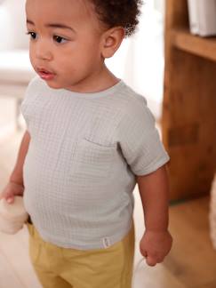 Babyshirt van twee materialen met korte mouwen - vertbaudet enfant Baby-T-shirt, souspull-Babyshirt van twee materialen met korte mouwen