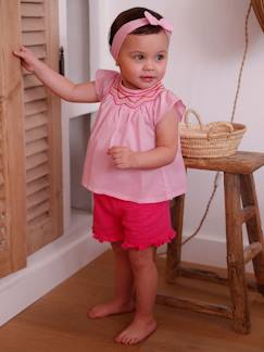 Babysetje met blouse, short en haarband - vertbaudet enfant Baby-Babyset-Babysetje met blouse, short en haarband