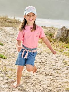 Jeansbermuda in paperbag-stijl voor meisjes - vertbaudet enfant Meisje-Jeansbermuda in paperbag-stijl voor meisjes