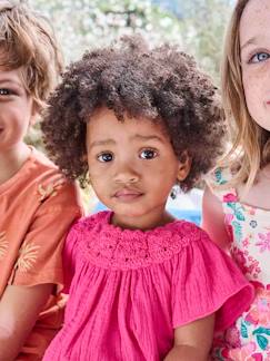 Babyblouse van katoengaas met gehaakte halslijn - vertbaudet enfant Baby-Overhemd, blouse-Babyblouse van katoengaas met gehaakte halslijn