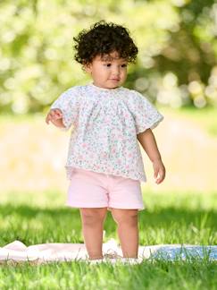 Babyshort met gebloemde riem - vertbaudet enfant Baby-Short-Babyshort met gebloemde riem