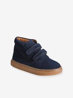 Halfhoge jongenssneakers in gekrast leer - vertbaudet enfant Schoenen-Jongen schoenen 23-38-Sneakers, gympen-Halfhoge jongenssneakers in gekrast leer